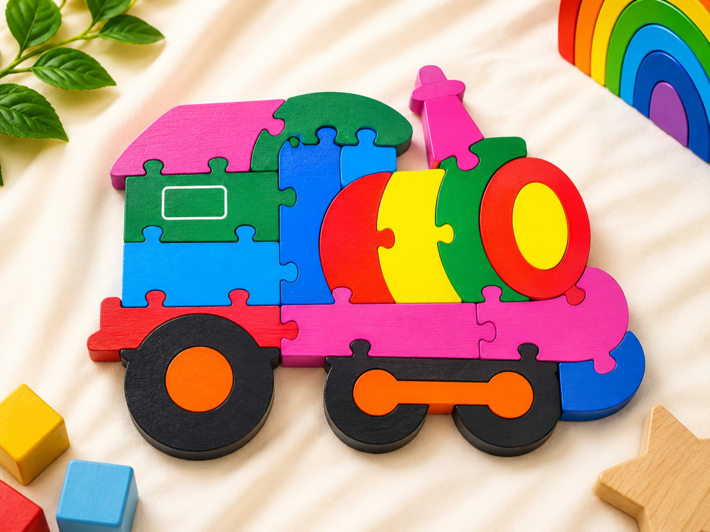 Wooden Train Puzzle for Kids | Jumbo Maama