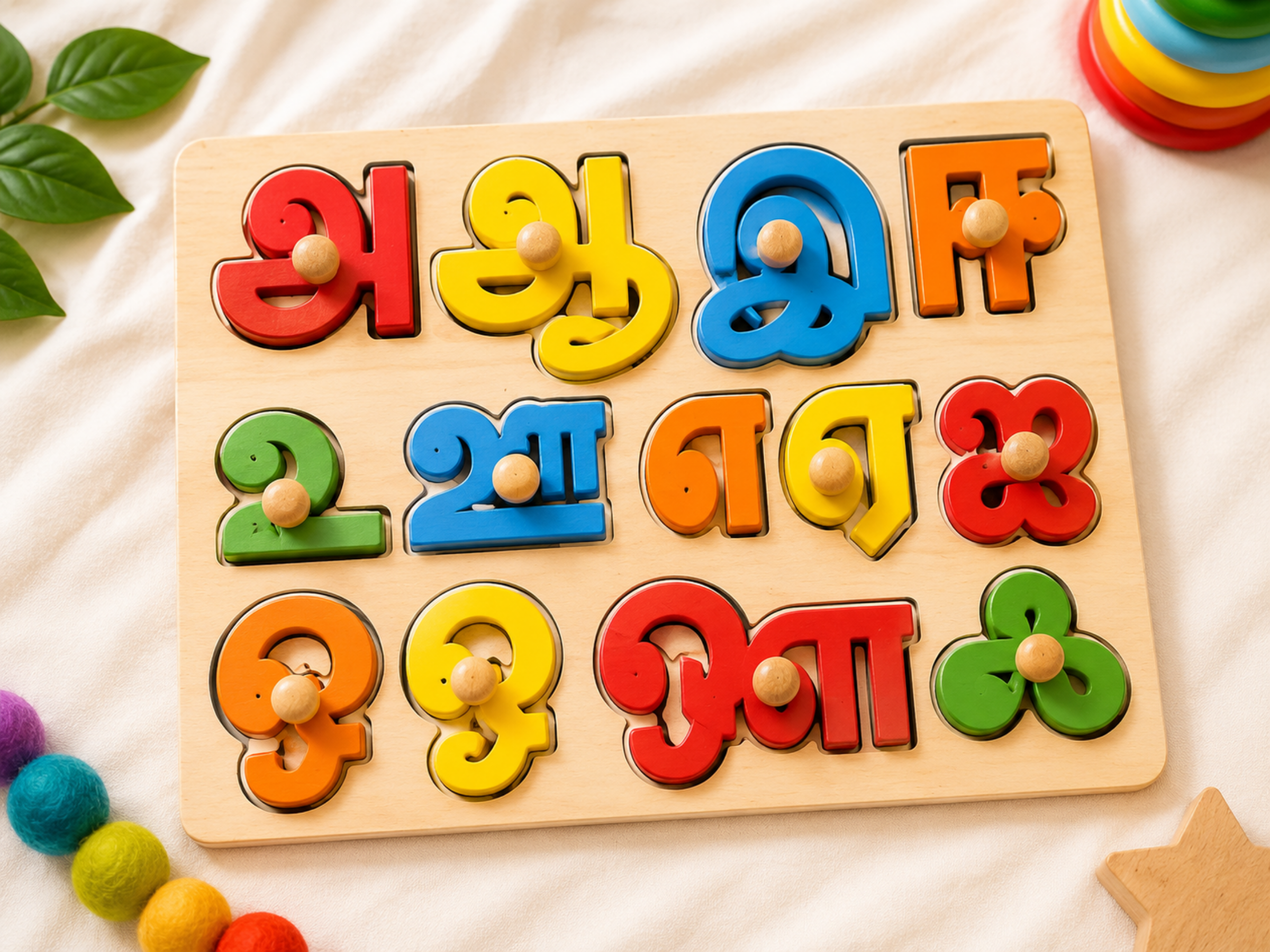 Learning Tamil Alphabet Puzzle Board