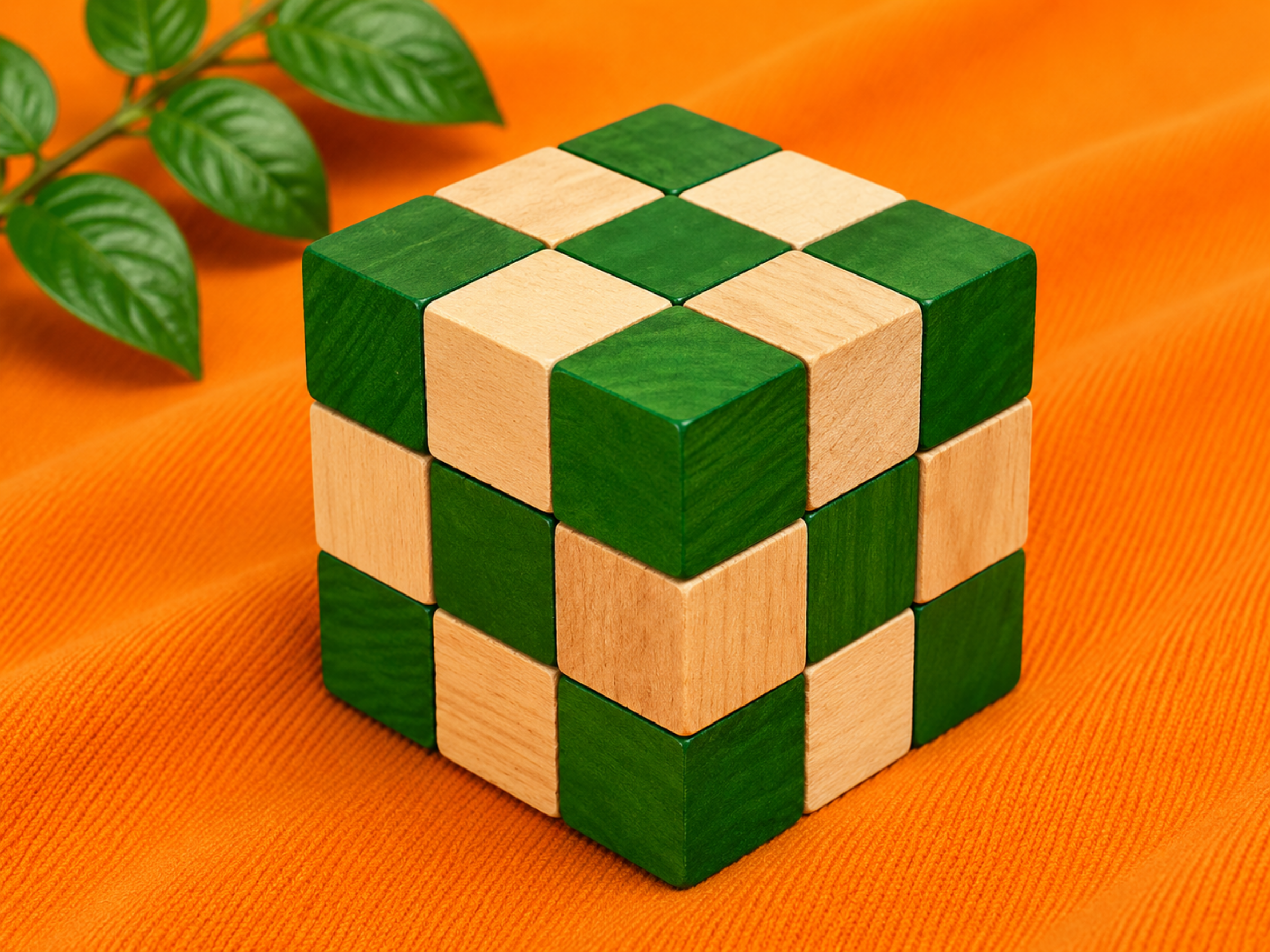 Wooden Twisty Cube Green – Brain Puzzle Toy