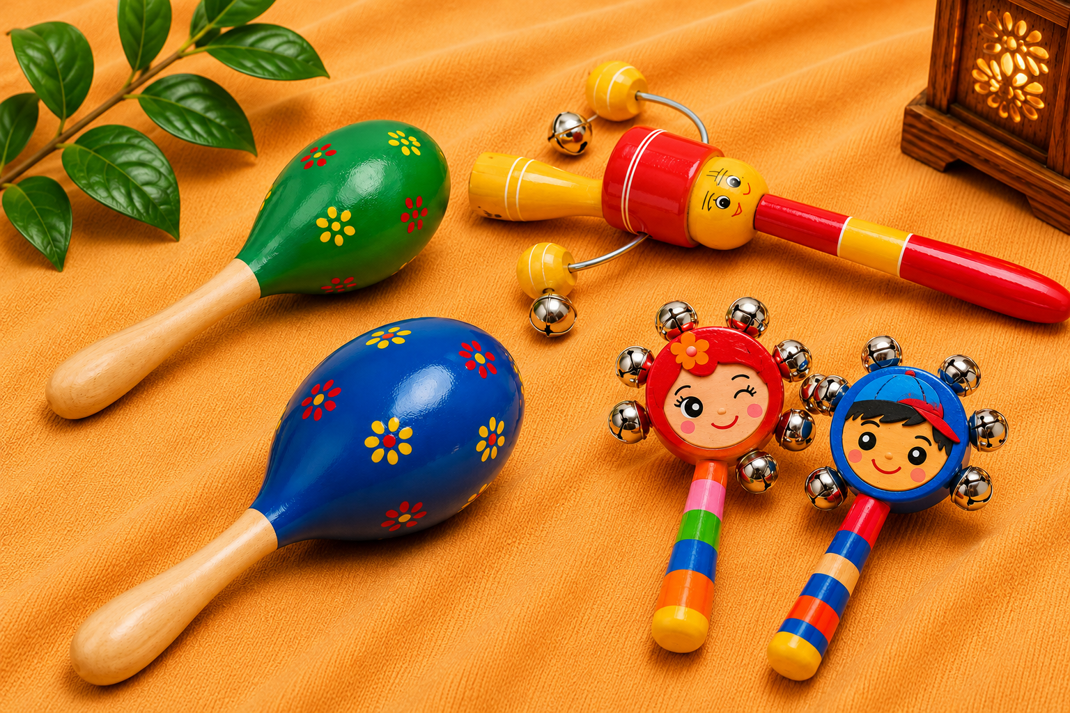Jumbo Maama Rattle Fiesta – 4-in-1 Wooden Toy Combo for Newborns