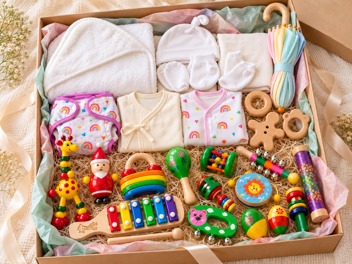 Jumbo Maama Tiny Treasures Box – 18-in-1 New Born Kit Gift Pack (0–3 Years)