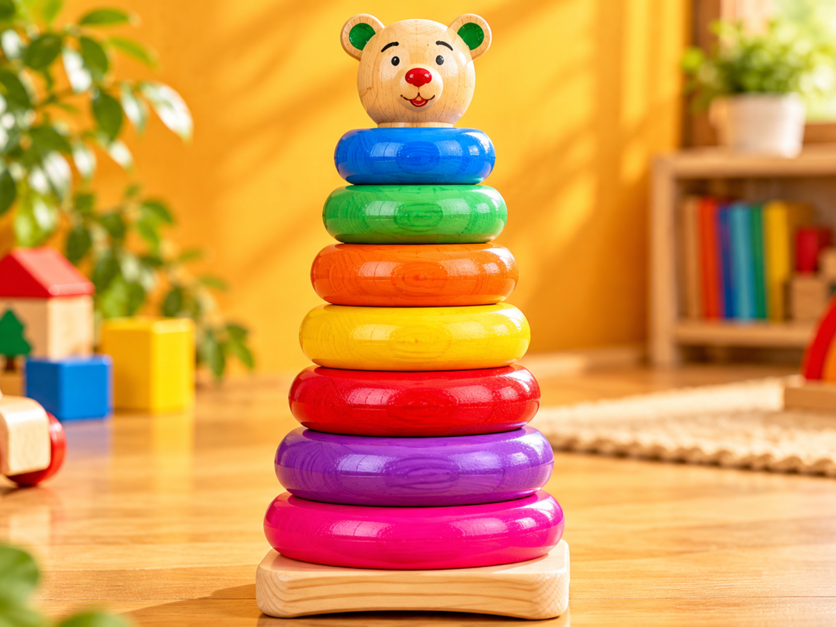 Colorful Stacking Ring Toy traditional wooden toy by Jumbo Maama Toys