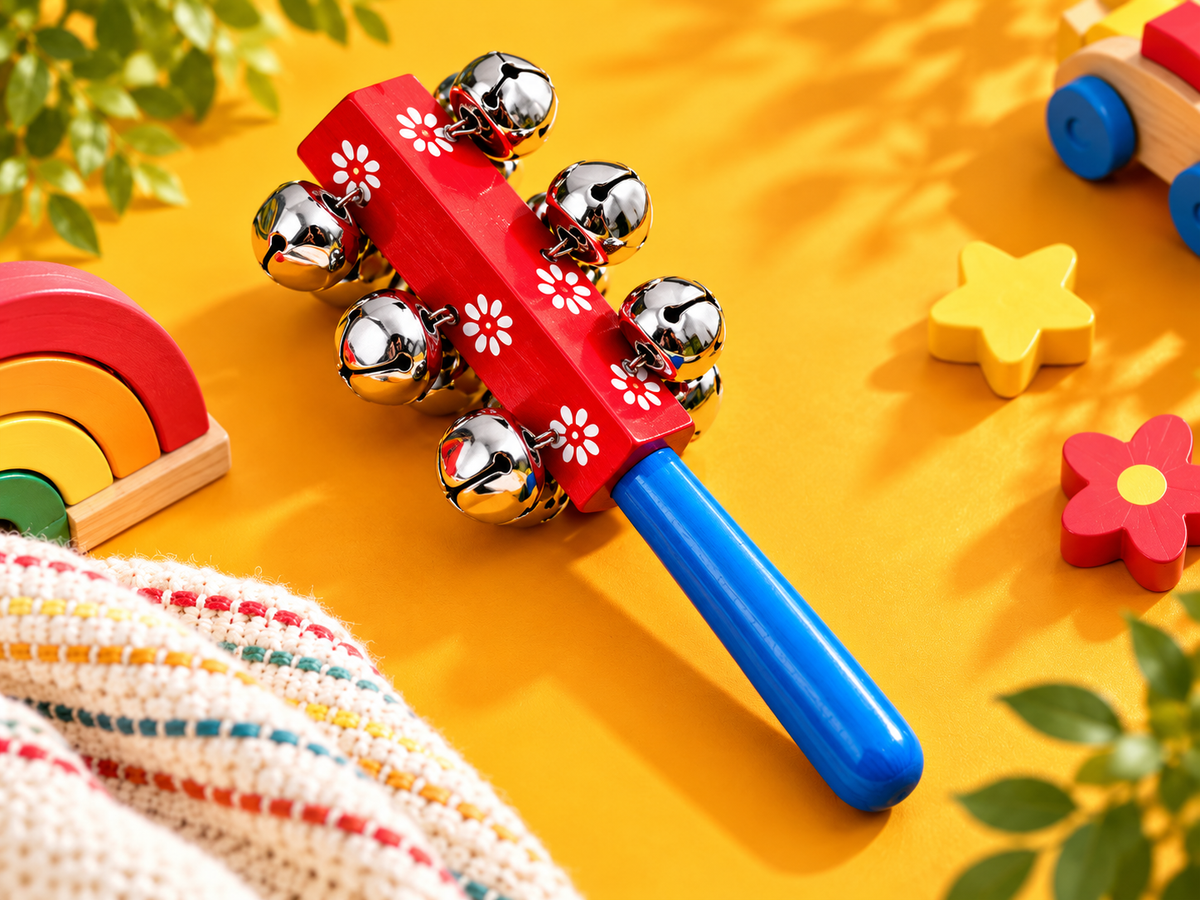 Handmade Wooden Jingle Bell Toy traditional wooden toy by Jumbo Maama Toys