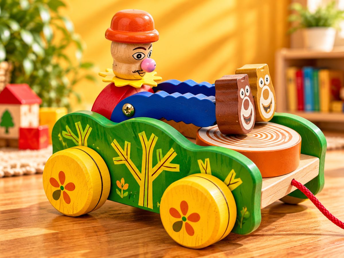 Joker Pull Along Toy traditional wooden toy by Jumbo Maama Toys