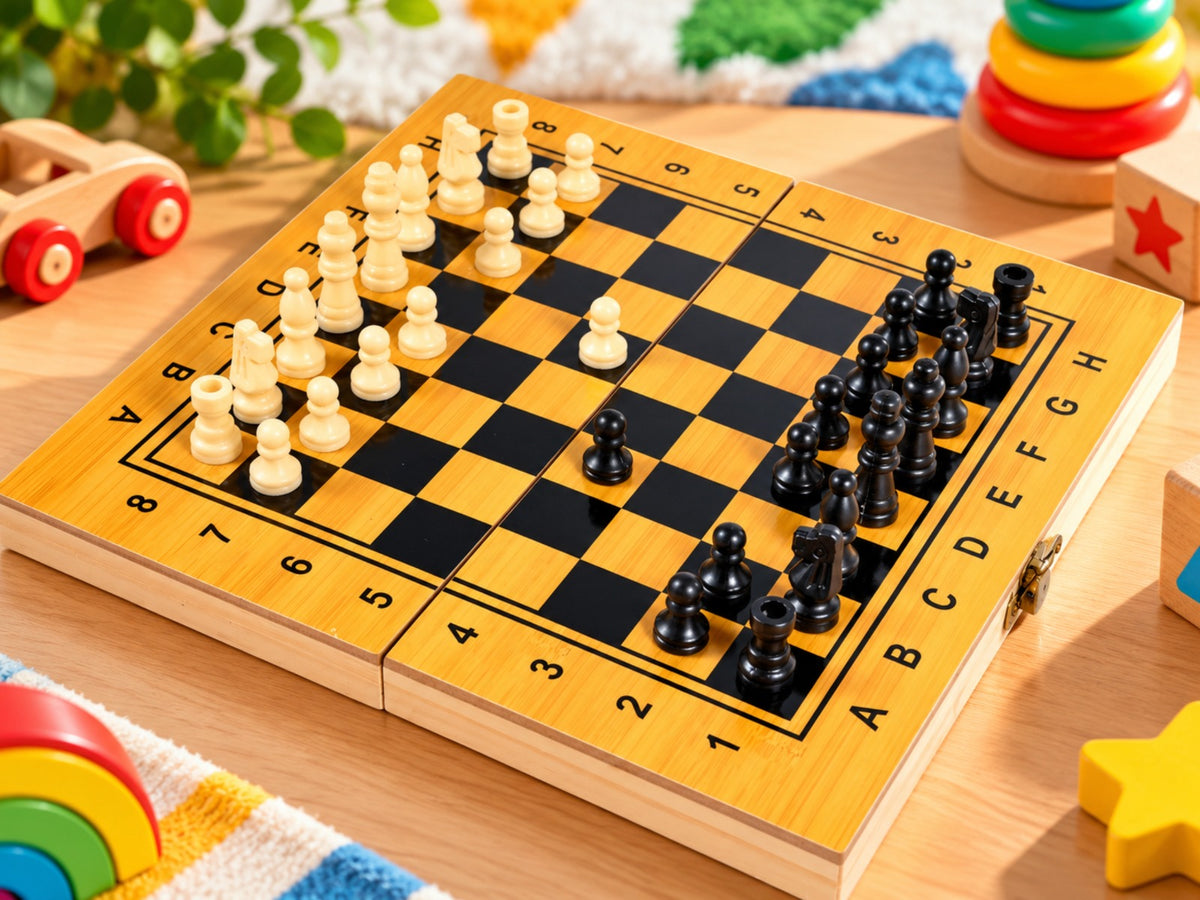 Wooden Chess Board Set | Foldable Chess for Kids with Storage