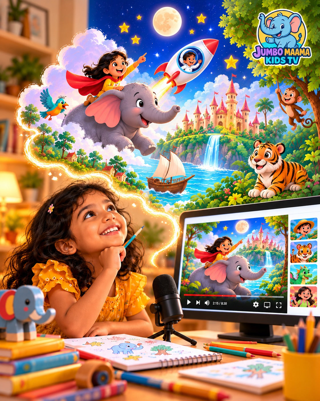 Get your child's story visualised on the Jumbo Maama YouTube channel