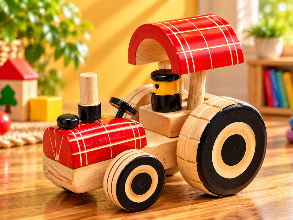 Wooden Tractor traditional wooden toy by Jumbo Maama Toys
