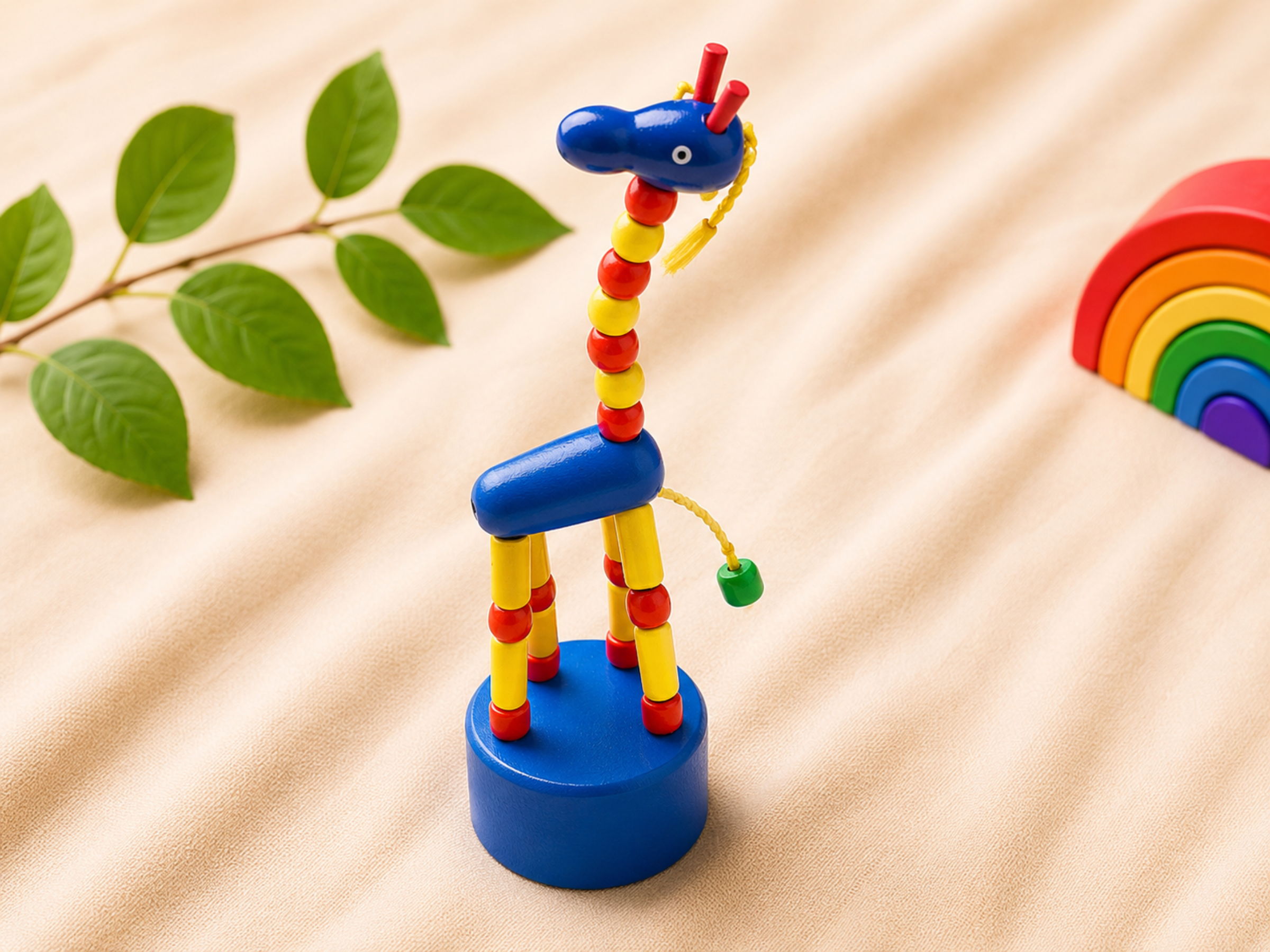 Wooden dancing giraffe toy – handcrafted moving animal toy for toddlers by Jumbo Maama