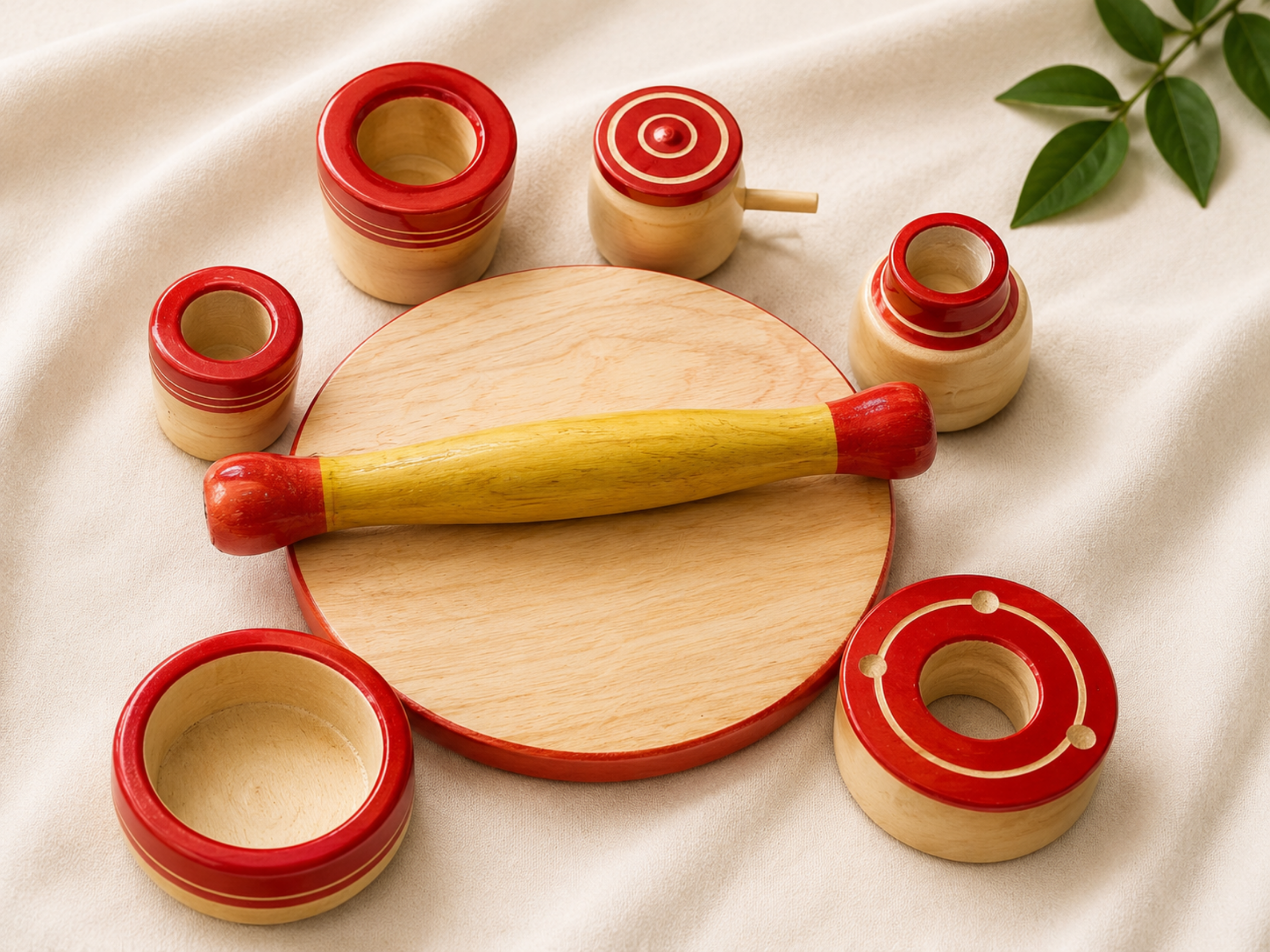 Small wooden pretend play kitchen set – handcrafted imaginative toy for toddlers by Jumbo Maama