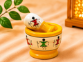 Wooden toy mortar and pestle with Warli aattukal paintings – traditional Indian play kitchen toy by Jumbo Maama