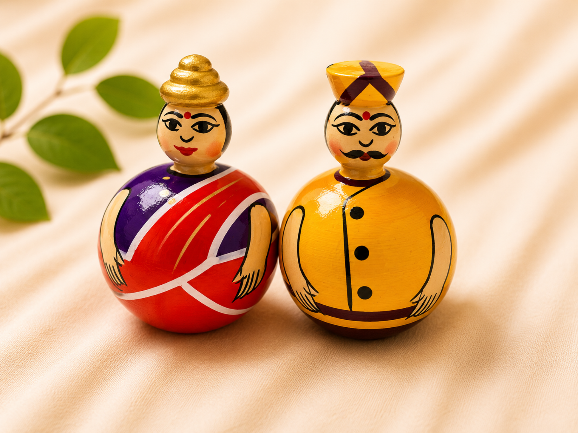 Small wooden balancing doll stacking set – handcrafted Montessori toy by Jumbo Maama