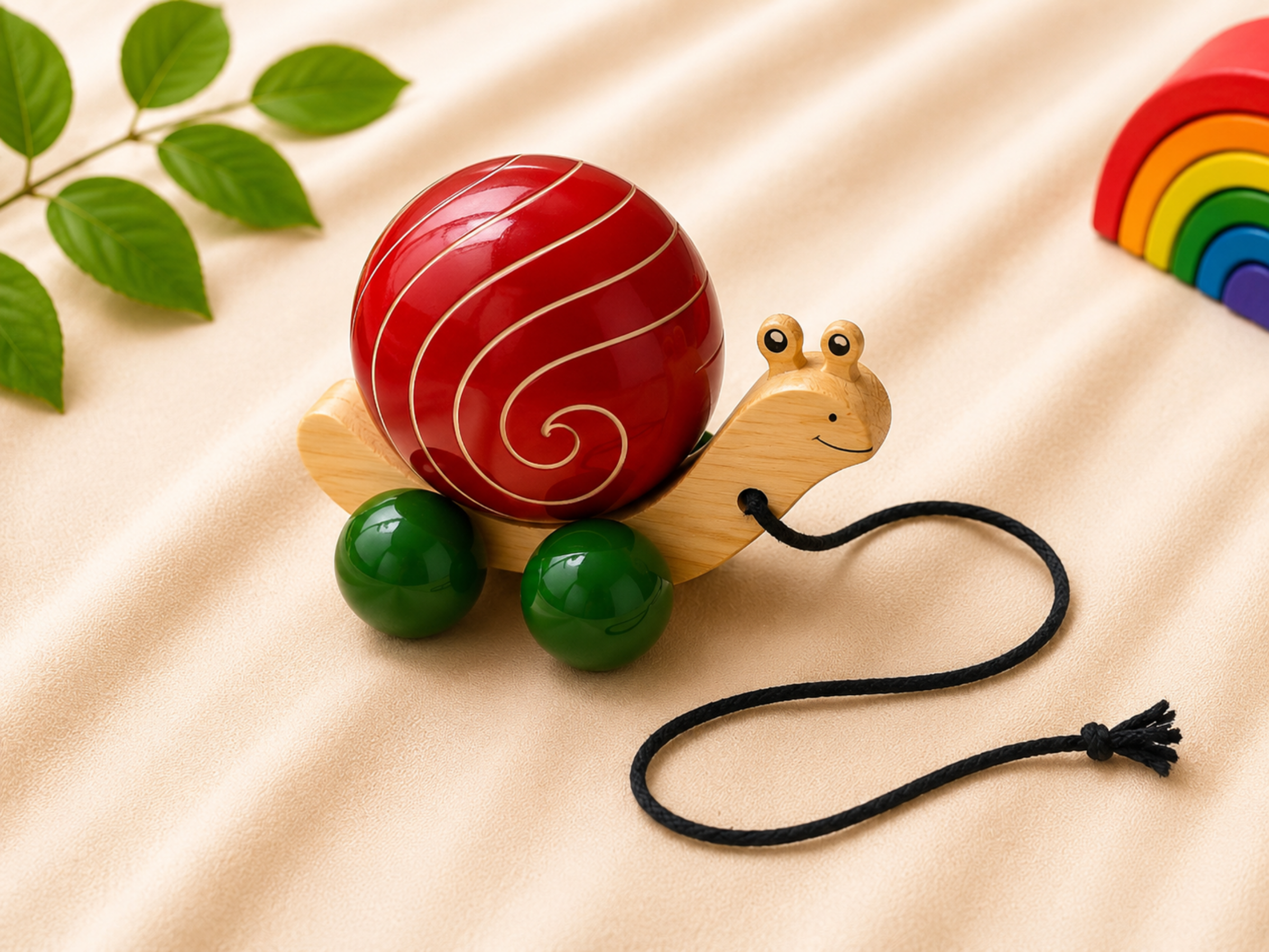 Wooden snail pull-along toy – handcrafted walking toy for toddlers by Jumbo Maama