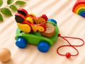 Wooden chicken pecking rice kinetic toy – handcrafted traditional Indian toy by Jumbo Maama
