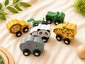 Wooden jungle animal car toy set – handcrafted eco-friendly vehicle toy for kids by Jumbo Maama