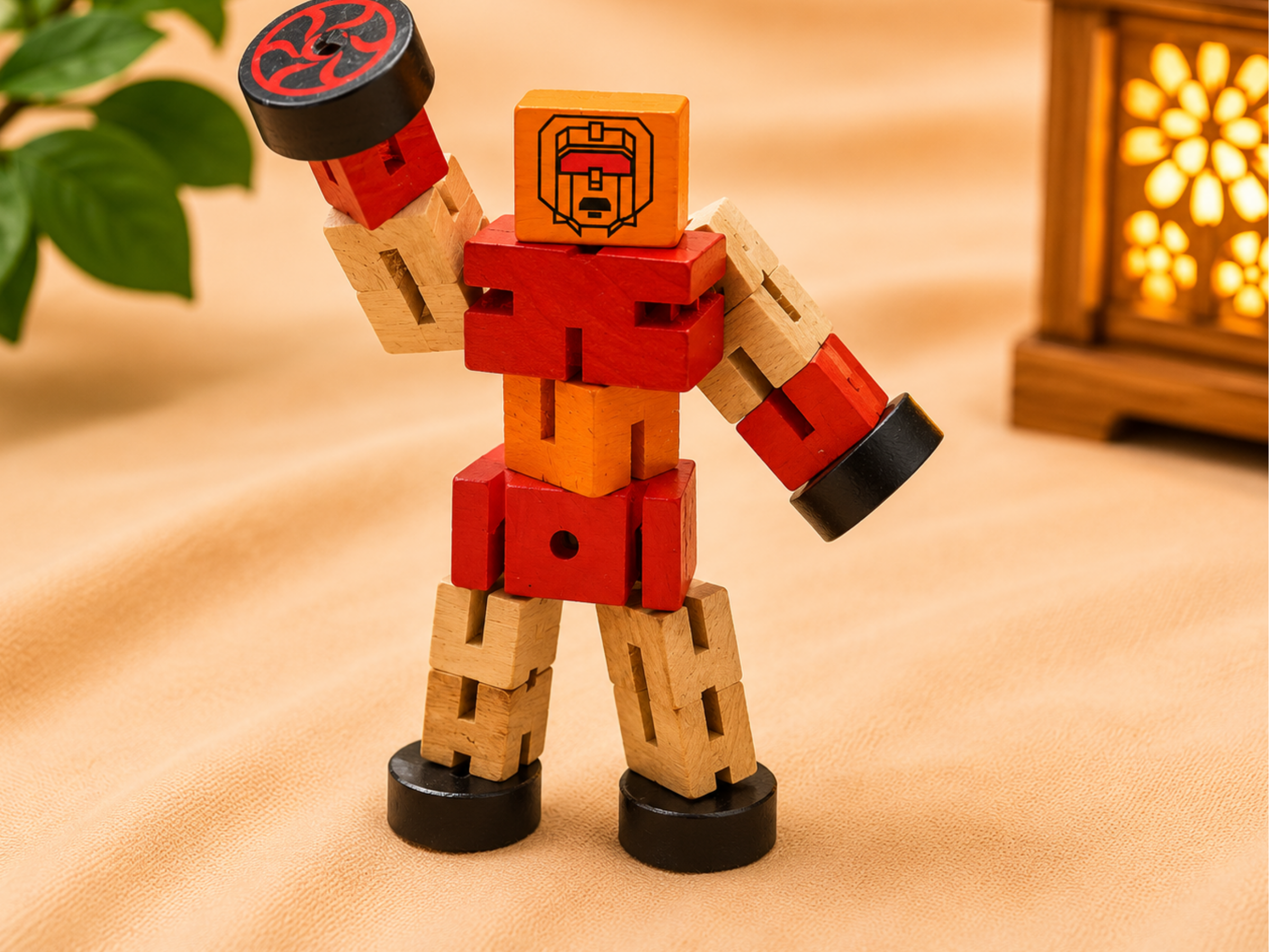 Wooden robot-shaped puzzle – handcrafted STEM educational toy for kids by Jumbo Maama