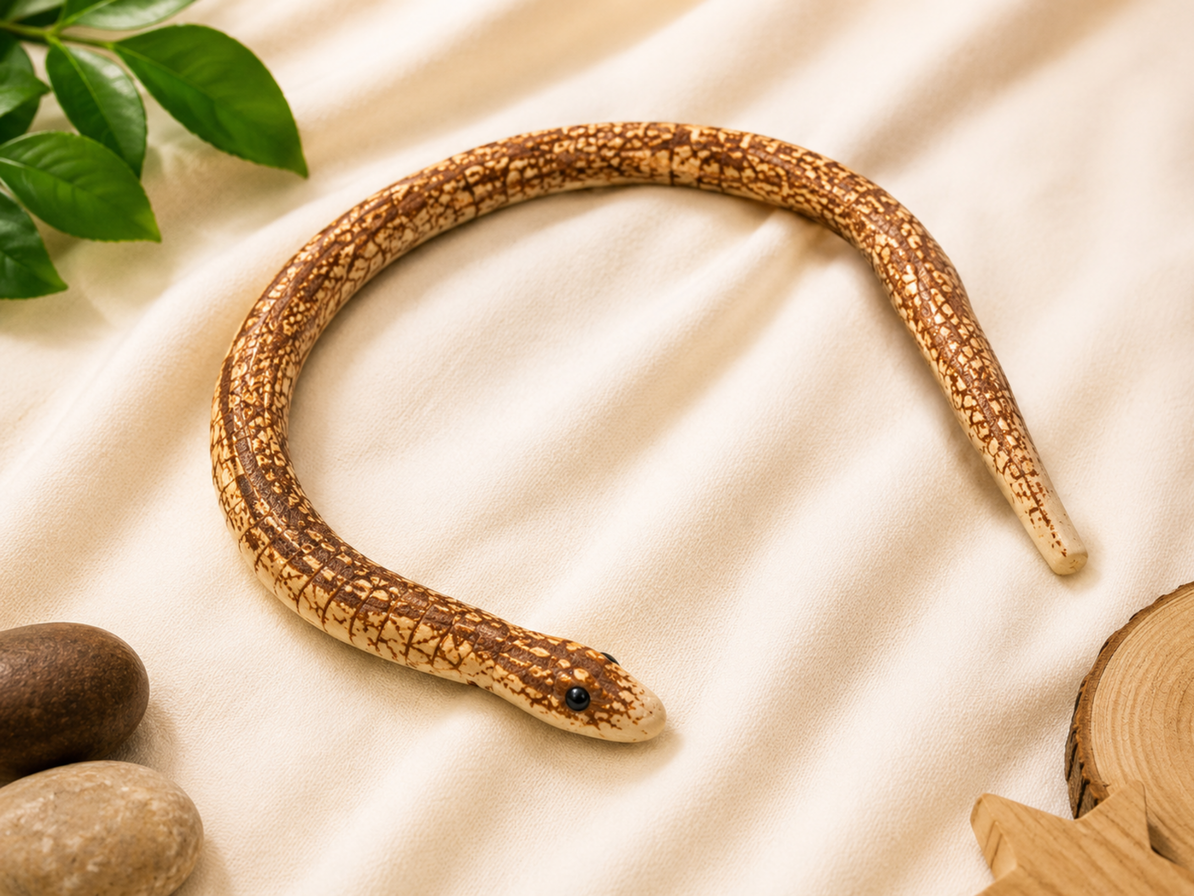 Mini wooden toy snake – handcrafted articulated animal toy for kids by Jumbo Maama