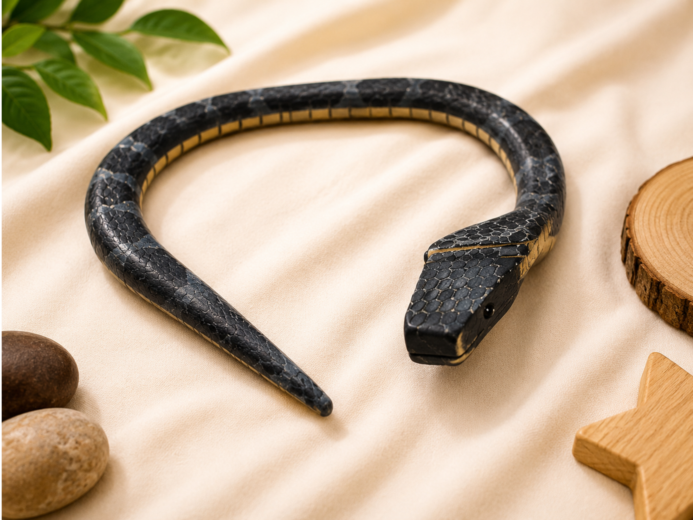 Small wooden toy snake – handcrafted articulated animal toy for children by Jumbo Maama