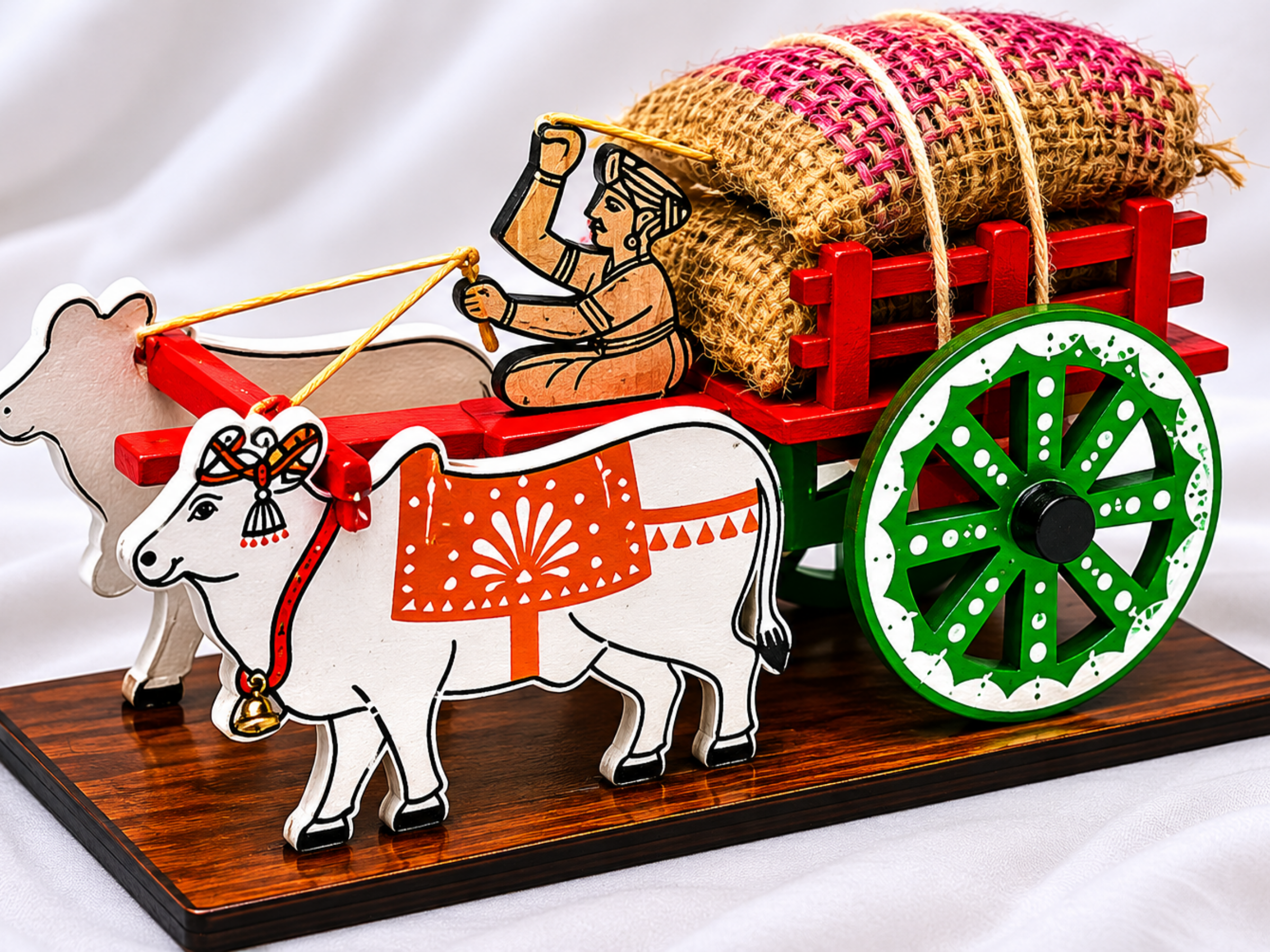 Handcrafted wooden bullock toy – traditional Indian animal toy by Jumbo Maama